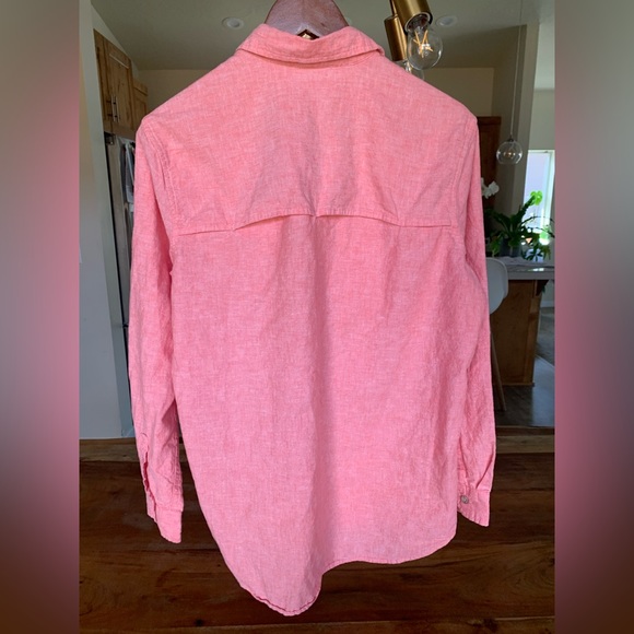 Eddie Bauer Pink Vented Long Sleeve Shirt Button-Down Women's Sz M Cotton Linen - Picture 8 of 8